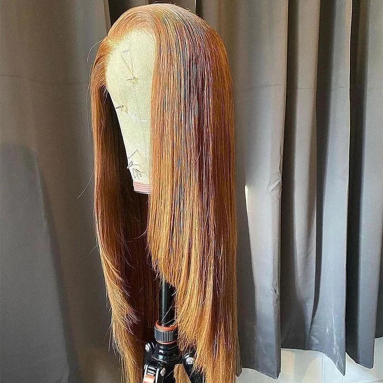 Layered Honey Highlight Color Straight Lace Front Wig