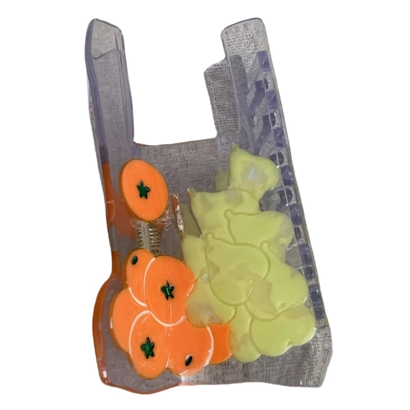 Women’s IG Style Minimalist Plastic Bags Fruit Acetic Acid Sheets Hair Claws