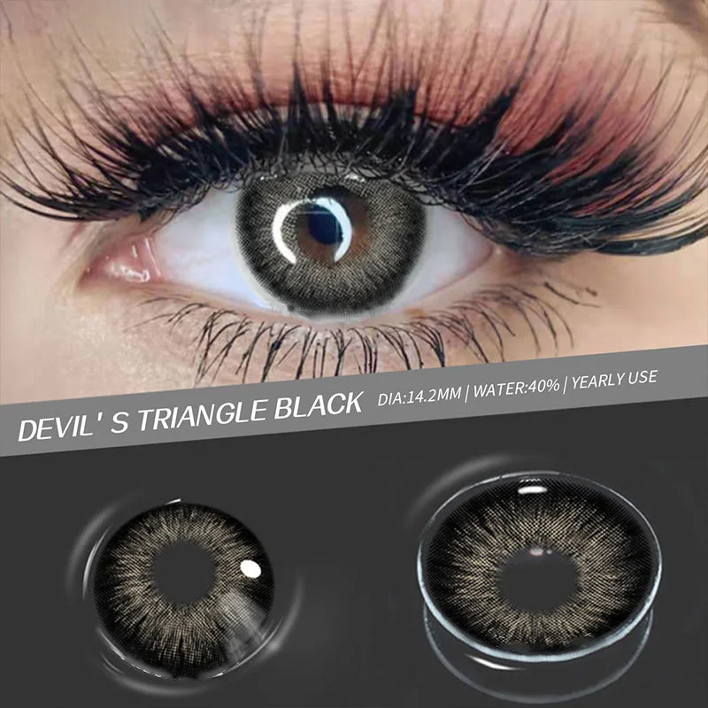 Devil's Triangle Black Contact Lenses 14.2mm Daily Wearing Style