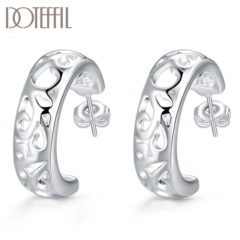 DOTEFFIL 925 Sterling Silver Hollow Flower Earrings High Quality Charm Women Fashion Jewelry 