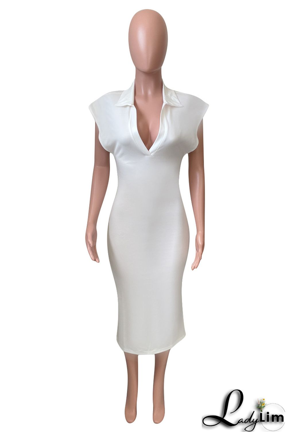 Brown Fashion Casual Solid Basic Turndown Collar Sleeveless Dress