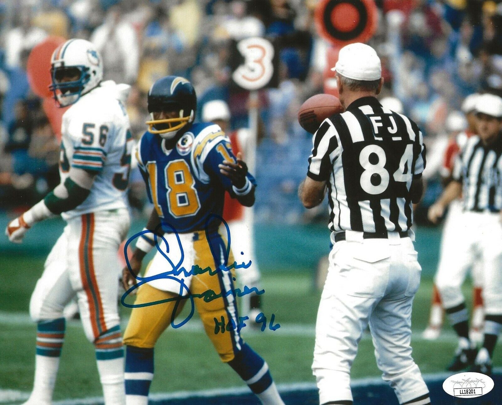 Charlie Joiner signed San Diego Chargers 8x10 Photo Poster painting W/ HOF Inscription 5 JSA