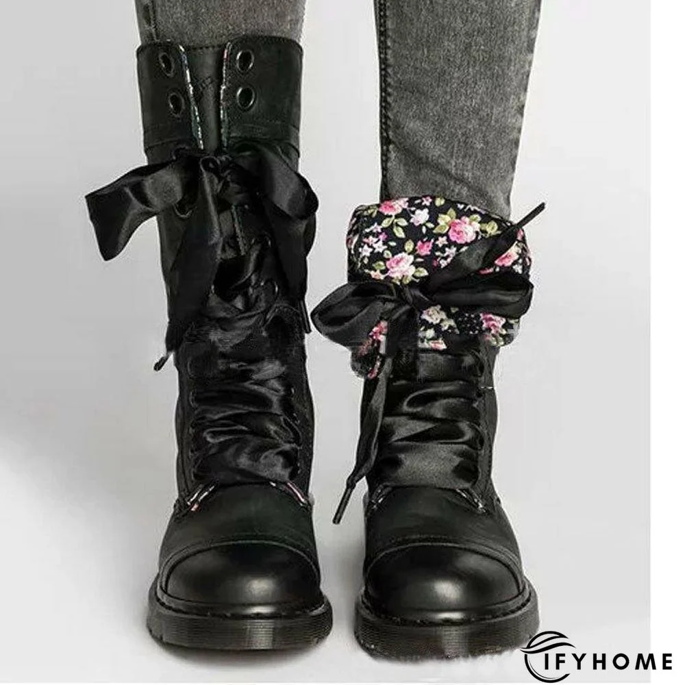 Leather Buckle Mid Tube Boots Autumn Winter Martin Boots European and American Retro Buffing Lace Up Boots | IFYHOME