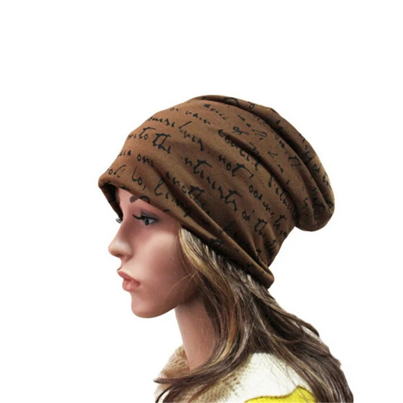 CUHAKCI Turban Cap Female Skullies Casual Thin Beanie Hat Letter Hat Unisex Hip-Hop Hats Men Headwear Cotton Beanies