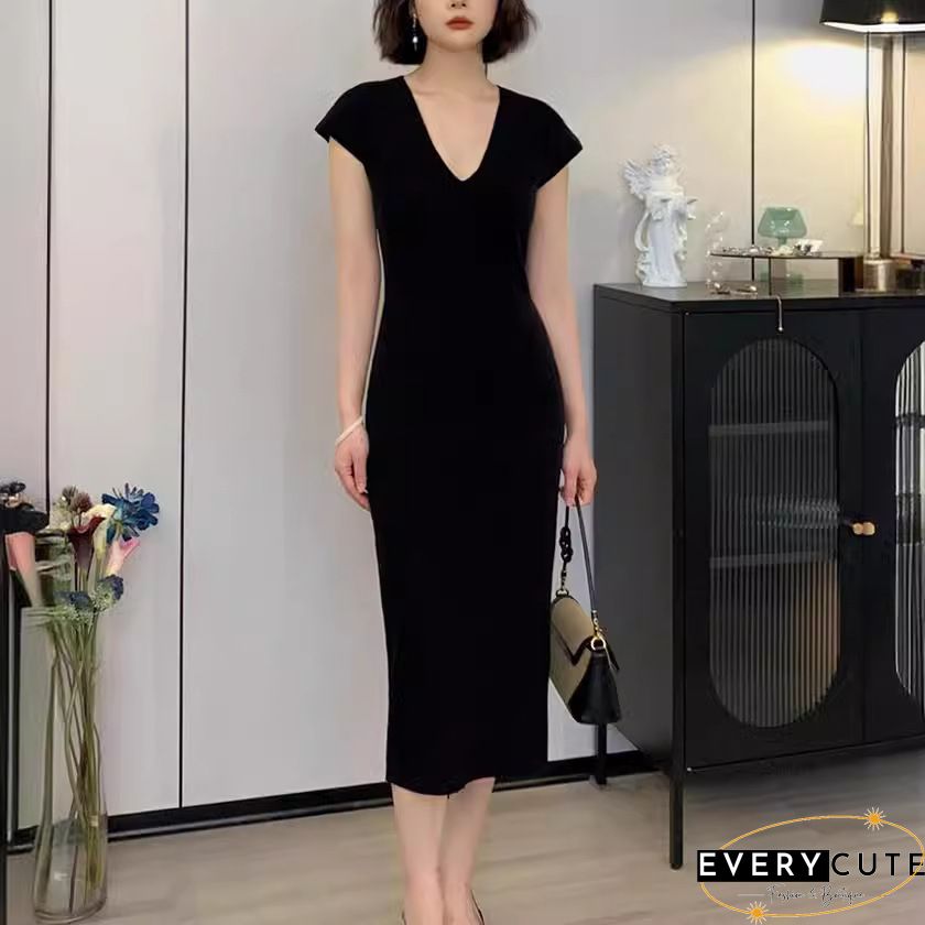 Trendy V-Neck Bodycon Backless Midi Dress main image 1