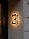 LED Illuminated Modern Address Sign IP44 Waterproof Personalized Solar Powered Address Number with Easy Installation UV Protection for Outside House Light Up Courtyard Hotel Bar