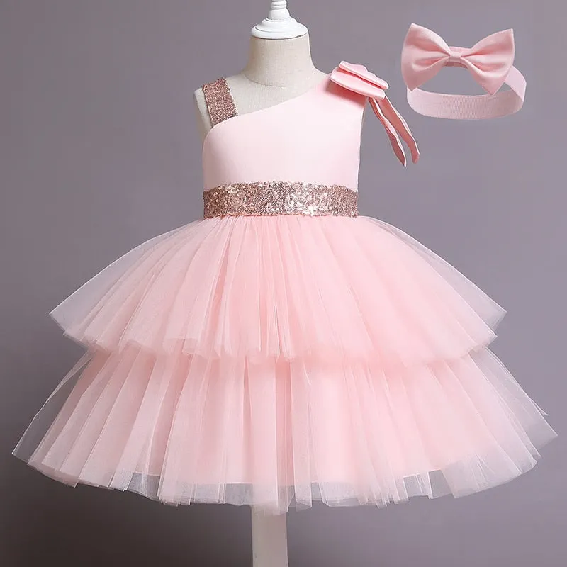 Vintage Baby Girl Birthday Red Tutu Princess Dress Kid Autumn Long Sleeve Christmas Prom Cloth Flower Girl New Year Lace Vestido