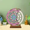 Mandala Diamond Painting Unique Wooden Rotating Calendar for Home and Office