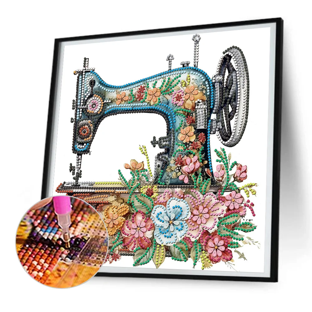 Diamond Painting - Partial Special Shaped Drill - Sewing Machine(Canvas|30*30cm)