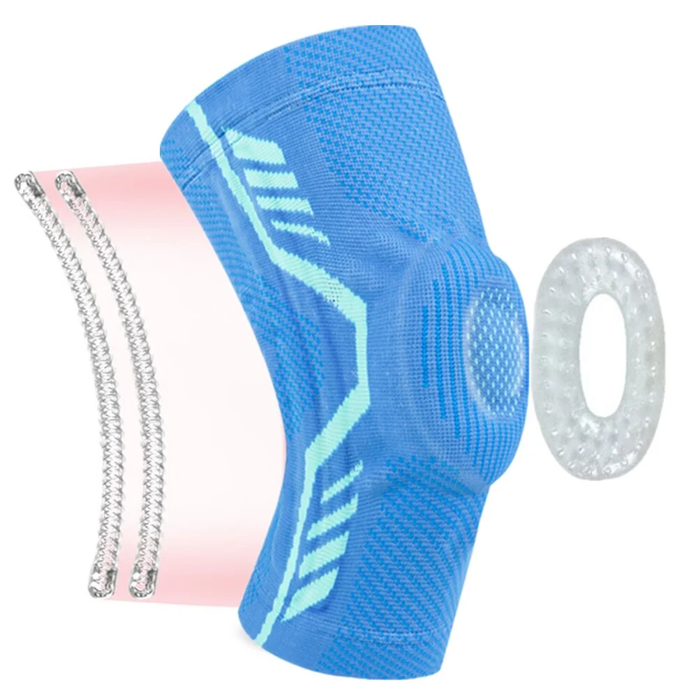 Uveng Knee Brace Silicone Spring Full Strap Patella Medial Support Strong Meniscus Compression Protection Sport Pads Running Basket