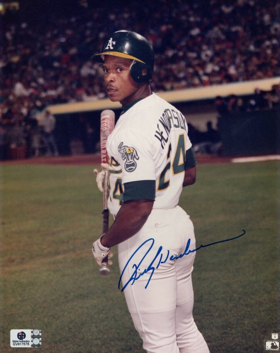 Rickey Henderson Signed Autographed 8X10 Photo Poster painting Vintage Oakland A's GV917676