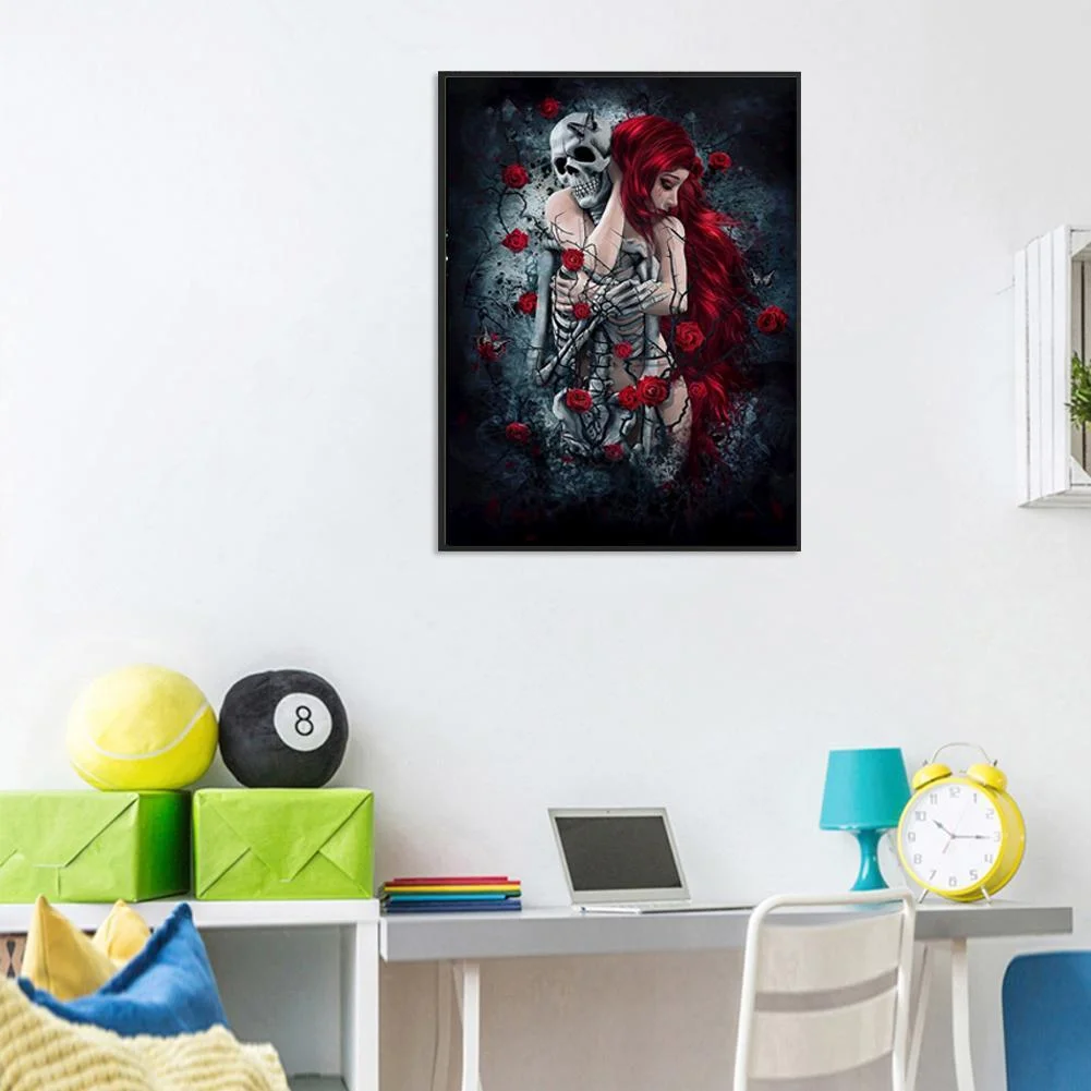 Diamond Painting - Full Round Drill - Beauty Skull Lover(30*40cm)