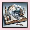 Books And Trains-11CT Stamped Cross Stitch 50*50cm/19.69*19.69in