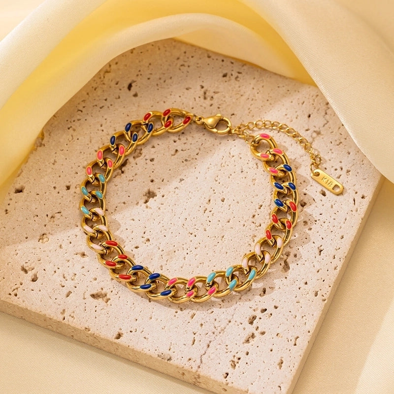 Casual Minimalist Eye Flower Butterfly Titanium Steel Zircon Bracelets In Bulk