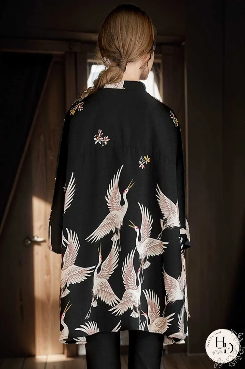 size curve blouses crane print loose oversized blouse