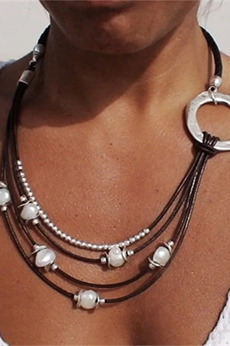 Pearl Multi-layer Vintage Handmade Jewelry Necklace