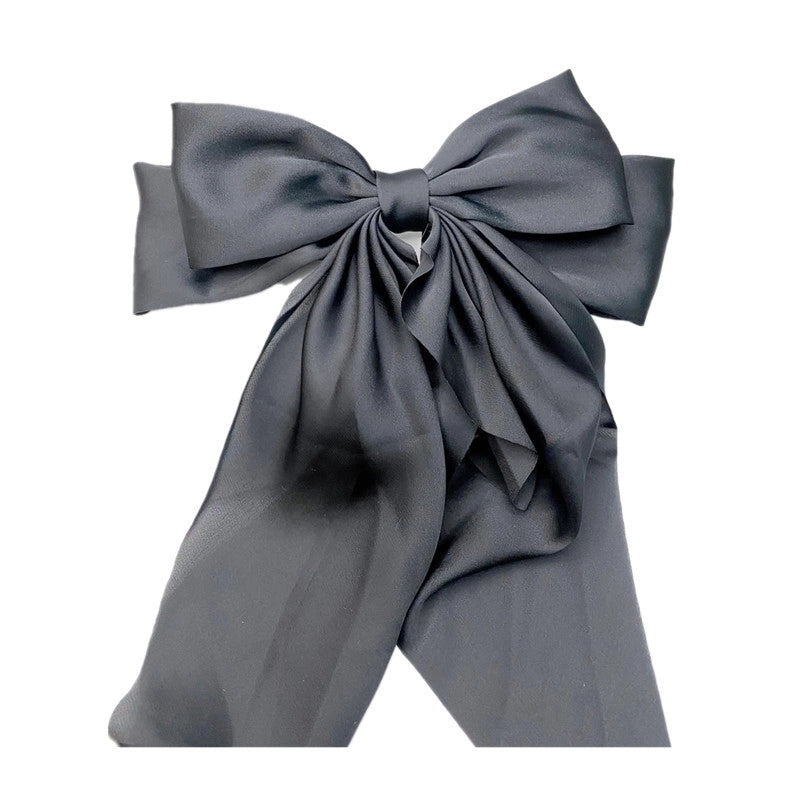 Sweet Cute Long Ribbon Double Bows Satin Hairpin