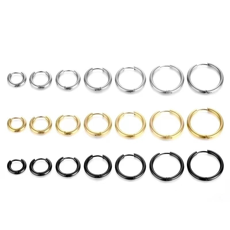 1 Piece Basic Round Plating Titanium Steel 18k Gold Plated Earrings