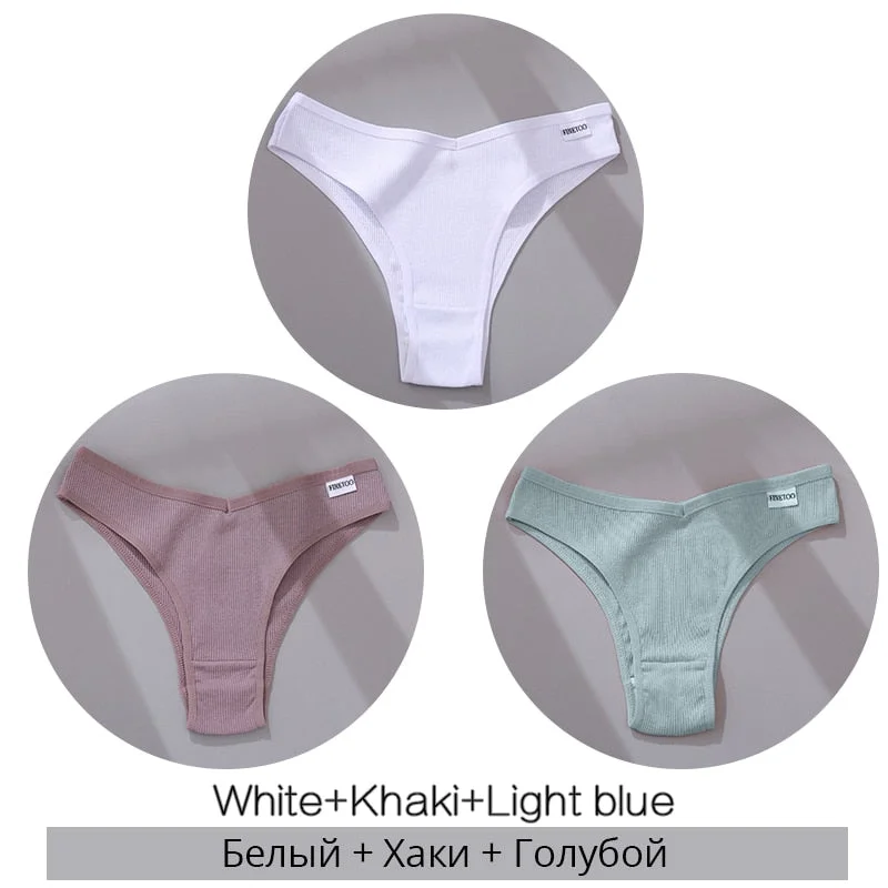 FINETOO Women's Brazilian Panties 3Pcs/set Women Cotton Underpants M-XL Comfortable Underwear Ladies Soft Panty Fast Shipping