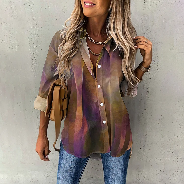 Gradient Tie Dye Casual Women'S Shirt