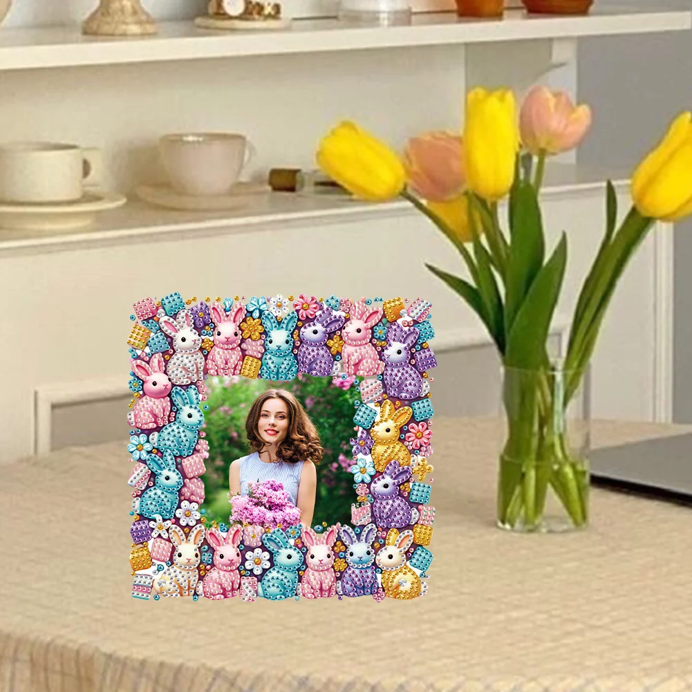 5D DIY Rabbit Acrylic Special Shape Rhinestone Tabletop Photo Frame Kit