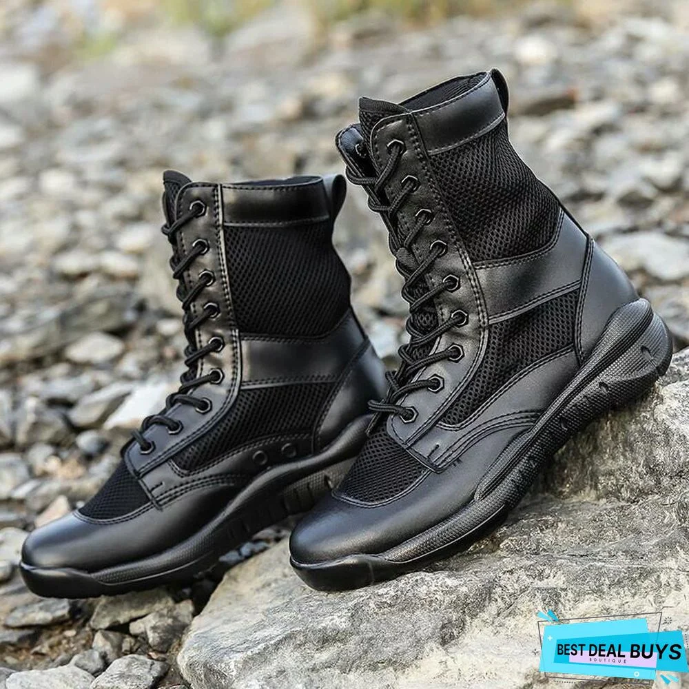 Fashion Men Military Boots Waterproof Breathable Leather Tactical Boots