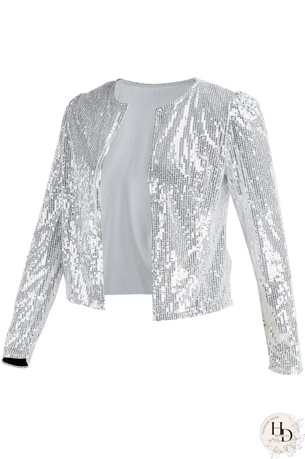 Red Fashion Solid Sequins Patchwork O Neck Outerwear