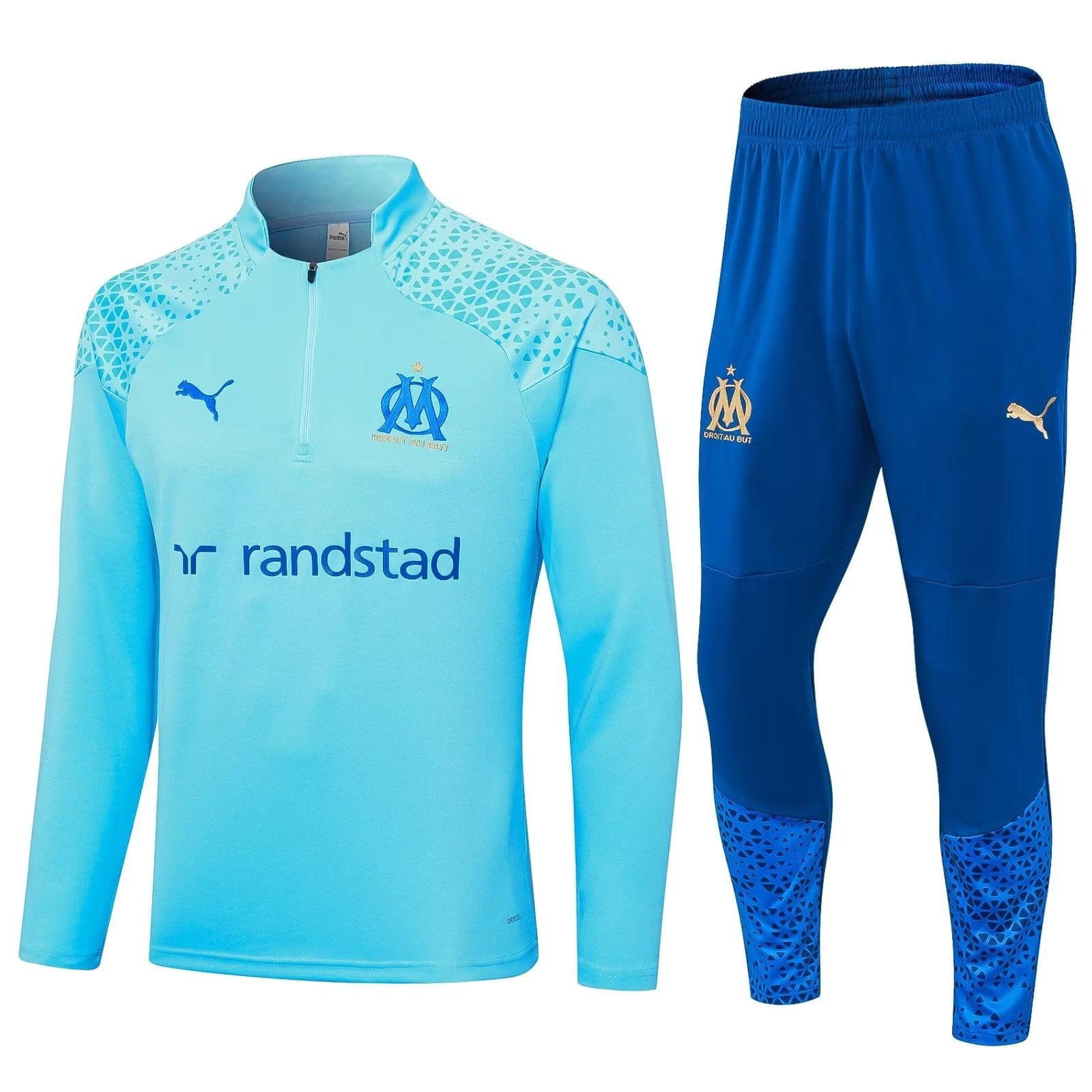 2023/2024 Olympique de Marseille Half-Pull Training Suit Light Blue Football Jersey mysite