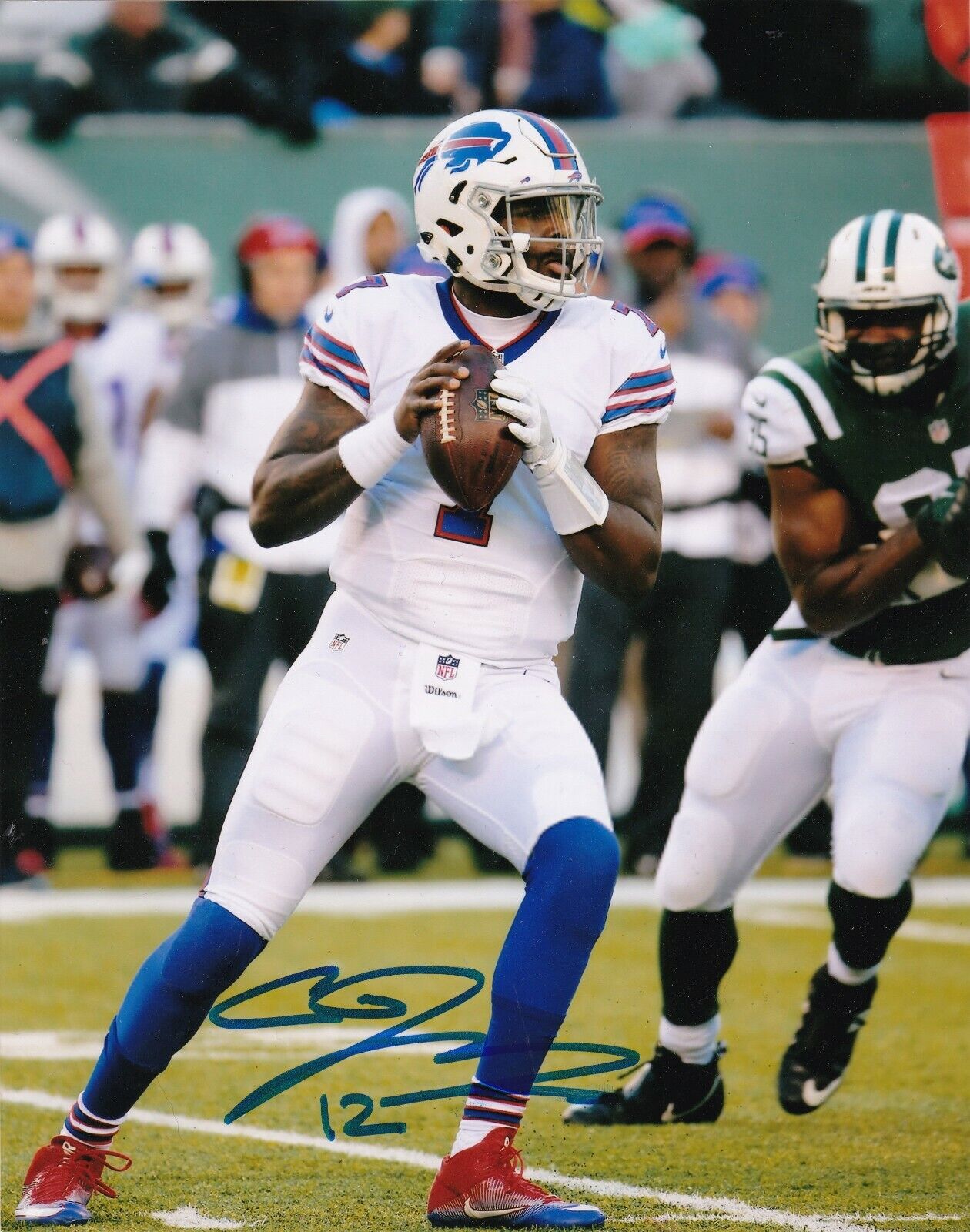 CARDALE JONES BUFFALO BILLS ACTION SIGNED 8x10 Photo Poster painting