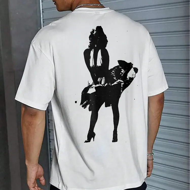 Woman In High Heels With Flowing Dress Splatter Art Printed Men's T-shirt