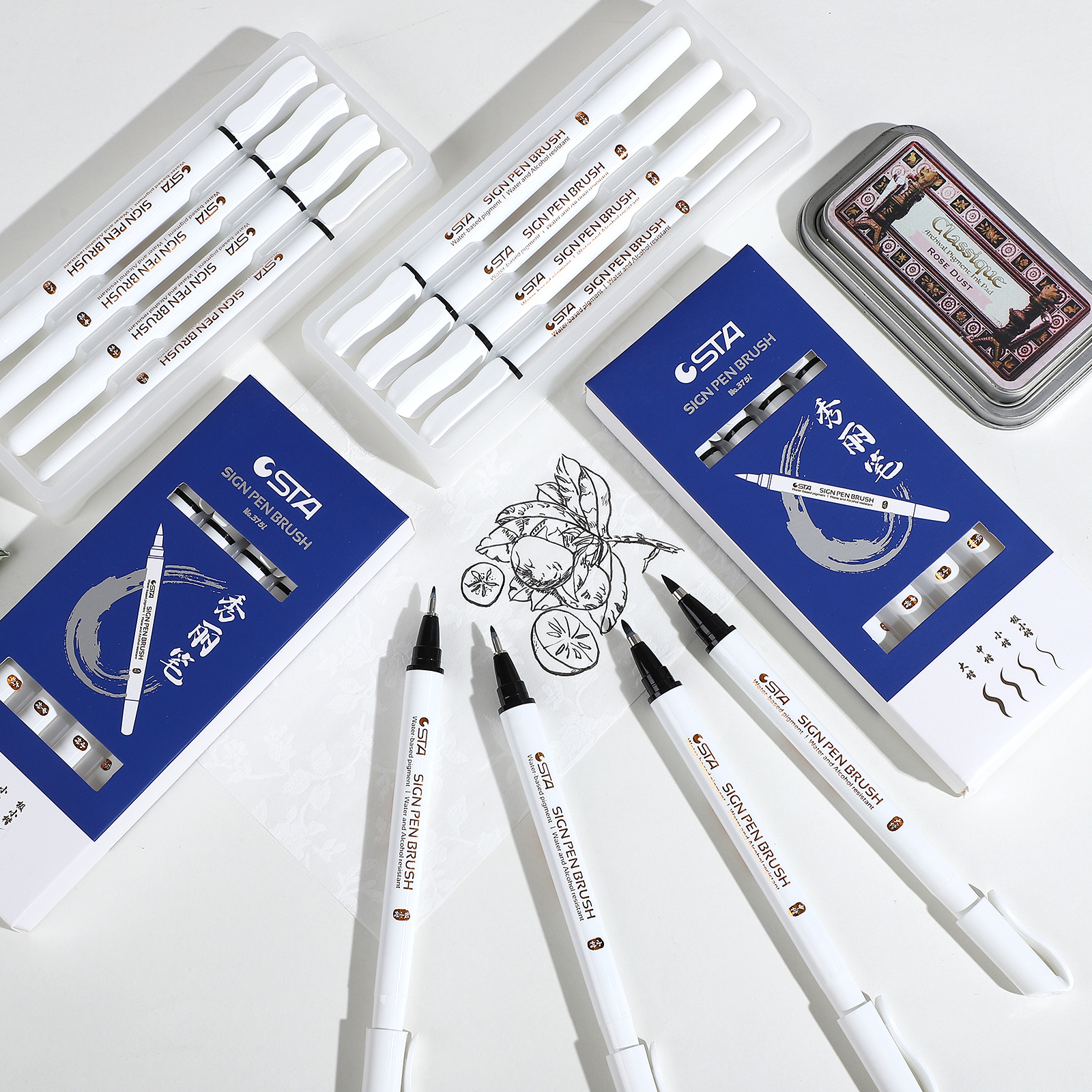 저널세이 4개 세트 초극세사 소프트팁 뷰티펜 블랙 시그니처펜 마커펜