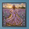 Robe am&eacute;thyste de champ lavande dame kits de peinture en diamant partiel DIY en forme sp&eacute;ciale pour adultes d&eacute;butants d&eacute;coration int&eacute;rieure peintures diamants 11,81 x 11,81 pouces