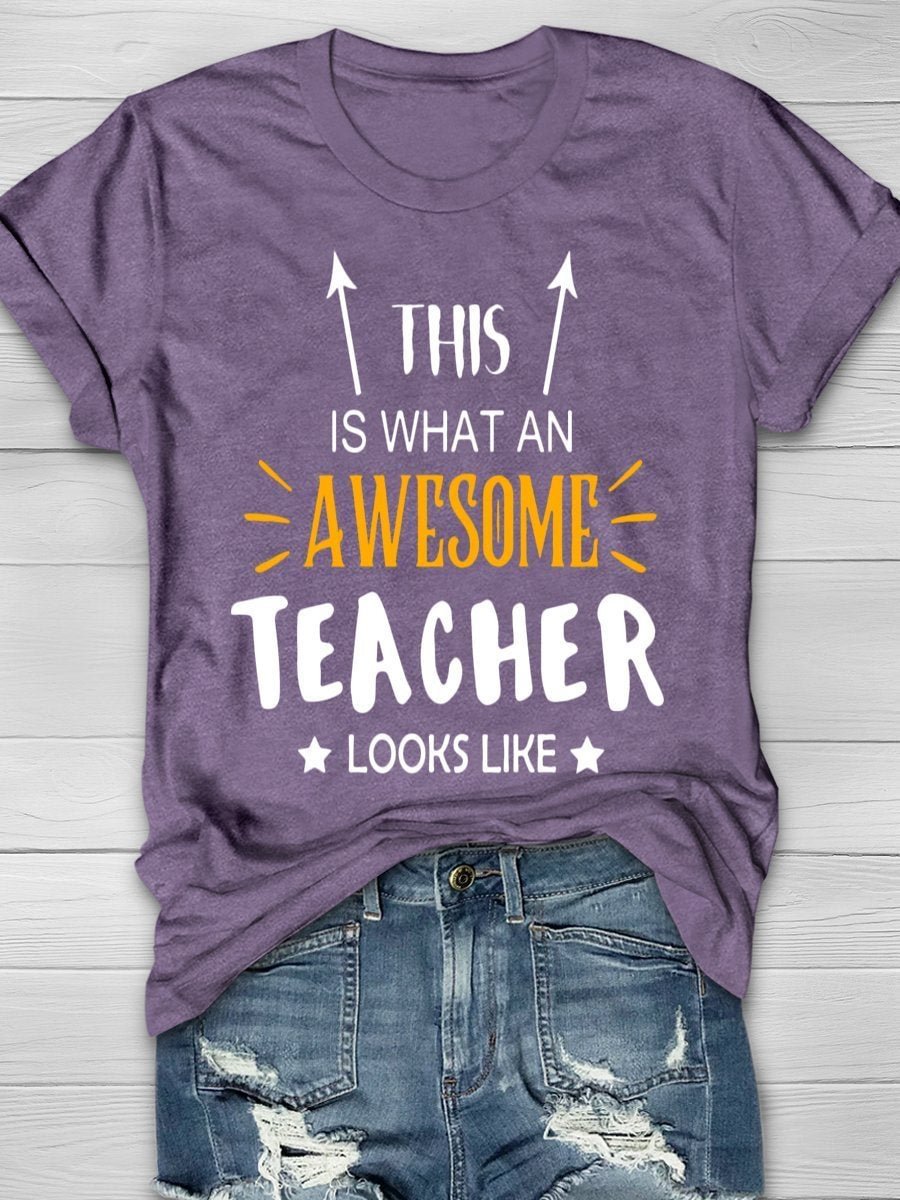 Awesome Teacher Print Short Sleeve T-shirt