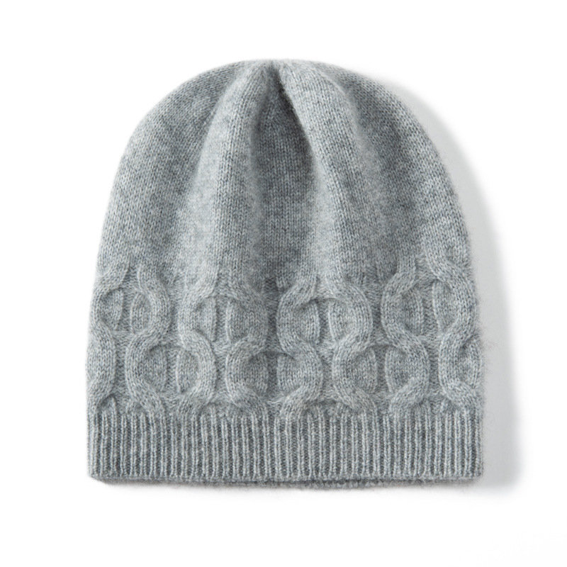 100% Cashmere Slouchy Beanie Twist Pattern REAL SILK LIFE