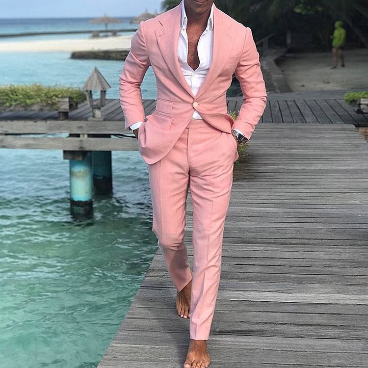BrosWear Gentleman Pink Blazer Two Piece Suit