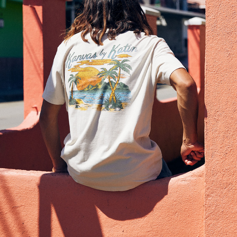 Men Island View Print T-Shirt