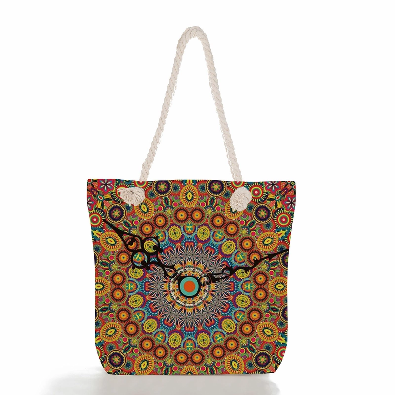 Women’s Basic Flower Canvas Shopping Bags