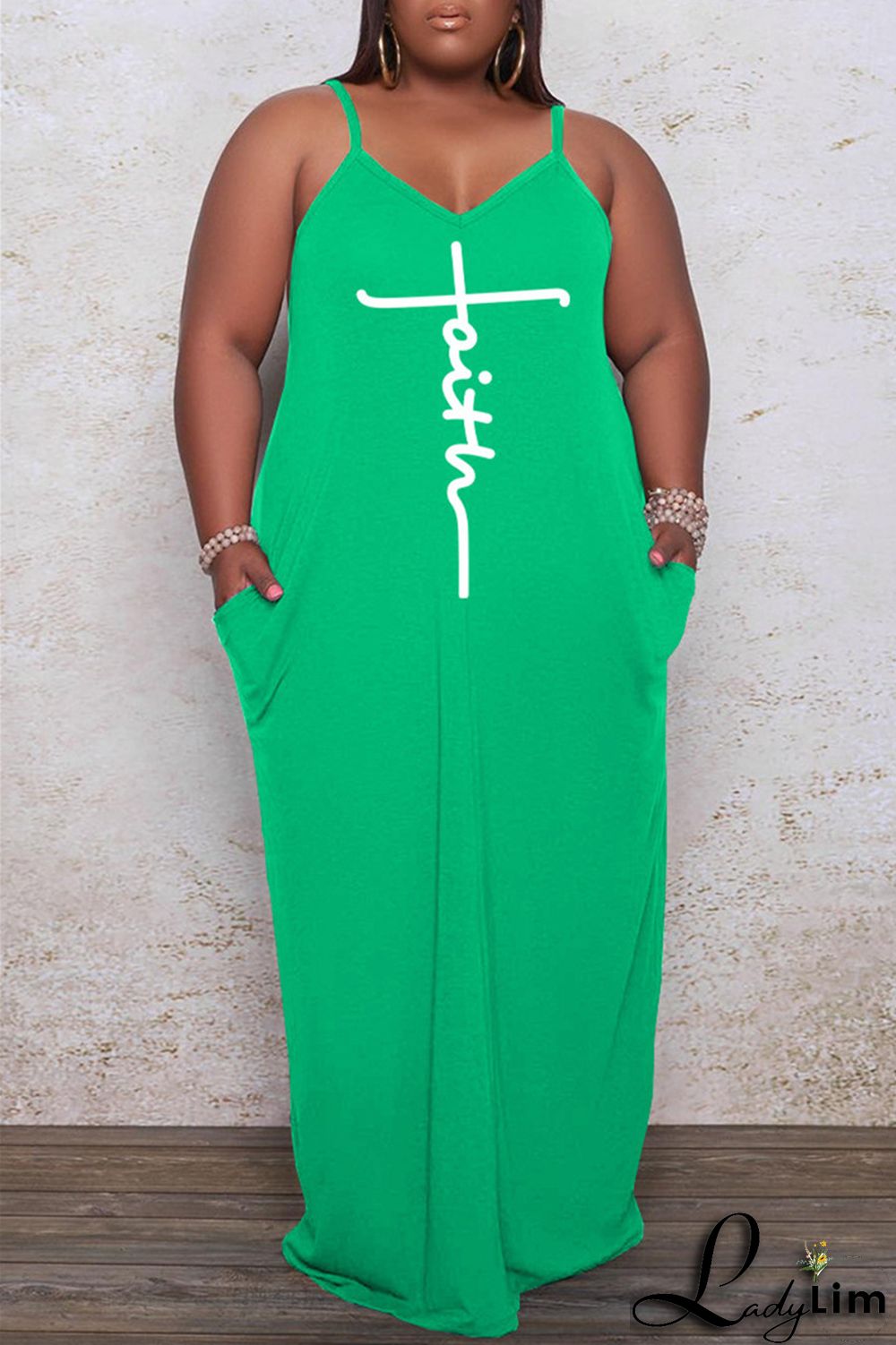 Black Sexy Casual Print Basic Spaghetti Strap Long Dress Plus Size Dresses