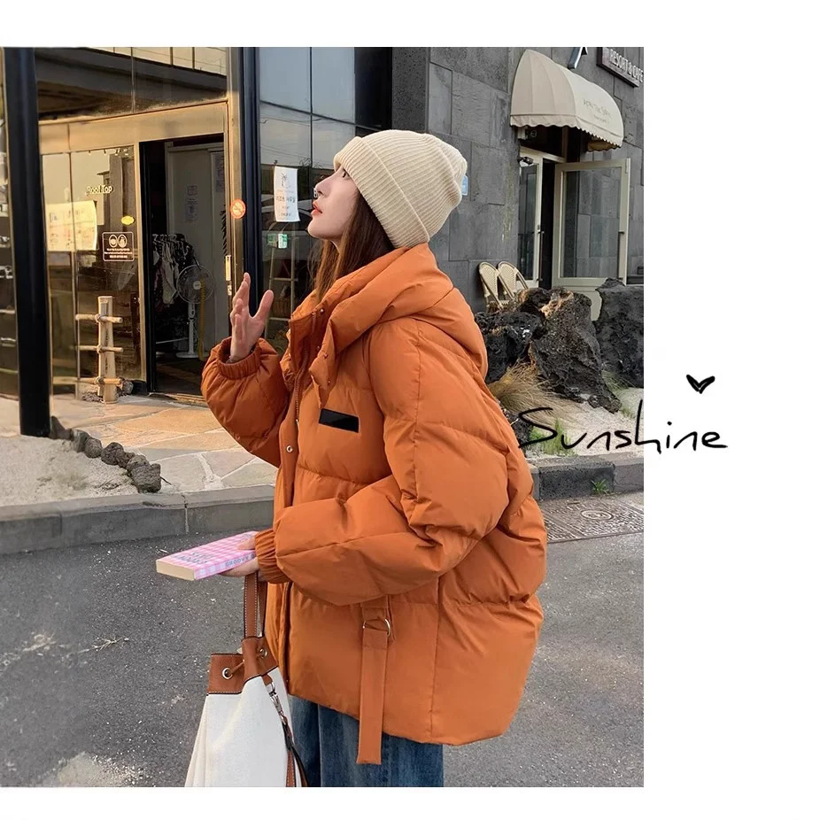 Woherb Down Cotton Jacket Female Oversize2024 Winter New Cotton-Padded Coat Korean Version Loose And Thick Cotton-Padded Jacket Bread Clothes-Outfit Ideas