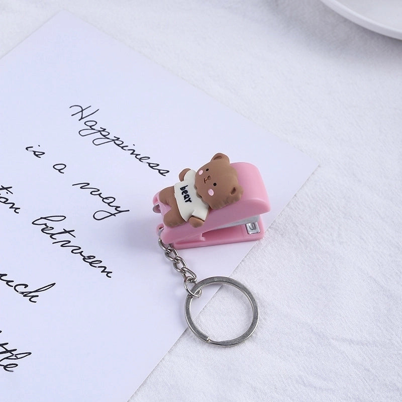 Cute Cartoon Macaron Color Student Creativity Mini Stapler Keychain