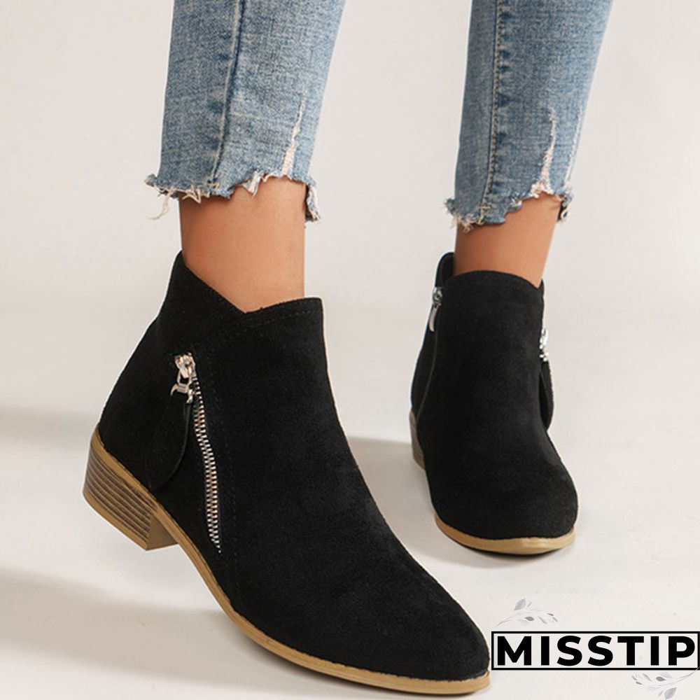 Black Casual Patchwork Solid Color Pointed Keep Warm Comfortable Shoes