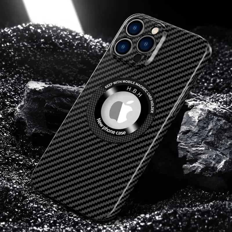 Carbon Fiber Magnetic Attraction Hollow Out Case Cover For iPhone