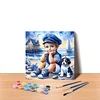 (US Local)Paint By Numbers Kit On Canvas DIY Oil Art Seaside Boy and Dog Picture Home Decor40x40cm
