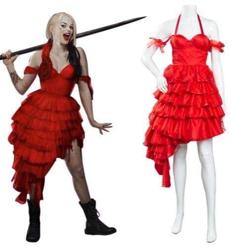 Harley Quinn Red Dress The Suicide Squad Outfits Halloween Costume-elleschic