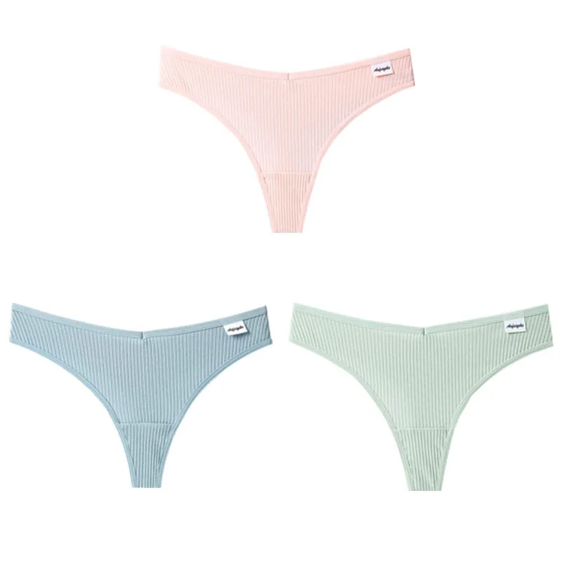 CINOON 3Pcs/Lot V Waist Cotton G-String Thong Panties String Underwear Women Briefs Sexy Lingerie Pants Low-Rise Ladies Intimate