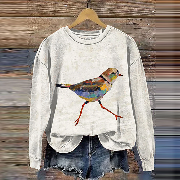 Cute Bird Art Print Casual Sweatshirt