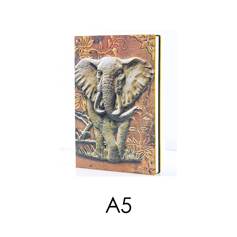European Style A5A6 Notebook Elephant Vintage Journal Retro Planner Relief Effect Cute Diary Stationery Souvenirs Gift Supplies