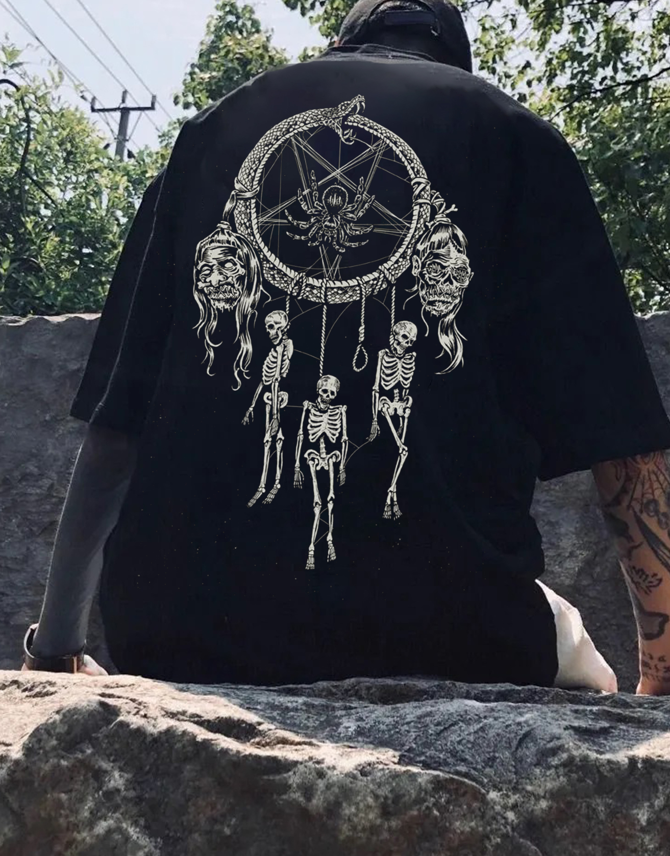 Human Skull Star Satan T-shirt / TECHWEAR CLUB / Techwear