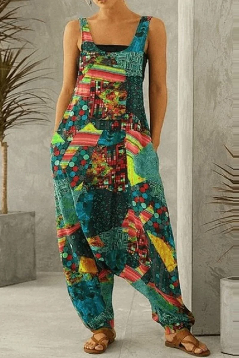Vintage Sleeveless All Over Print Overall