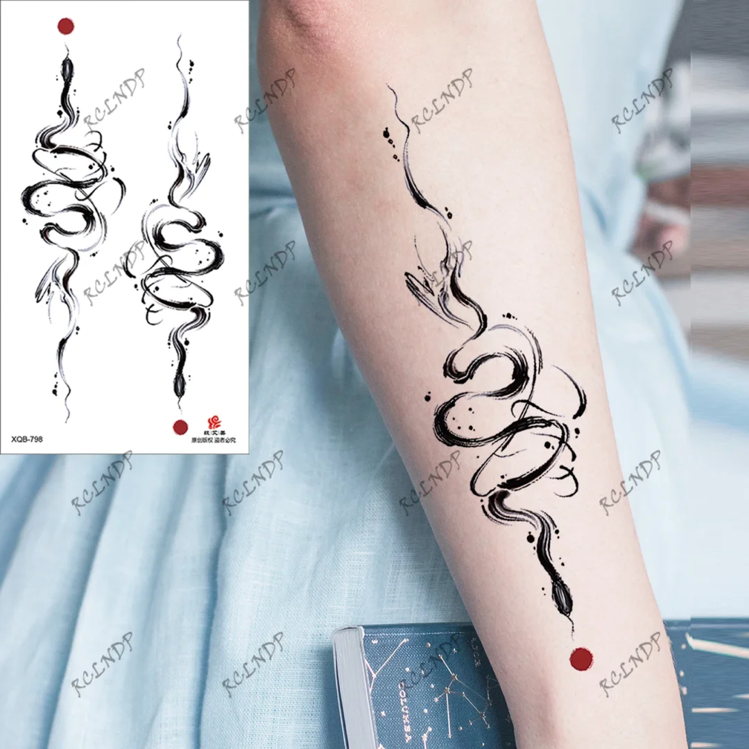 Sdrawing Temporary Tattoo Sticker Rose Flower Butterfly Dragon Whale Wolf Bird Fake Tatto Flash Tatoo Tato for Women